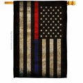 Patio Trasero 28 x 40 in. Thin Red & Blue Line House Flag w/Armed Forces Service Dbl-Sided Horizontal Flags PA3888799